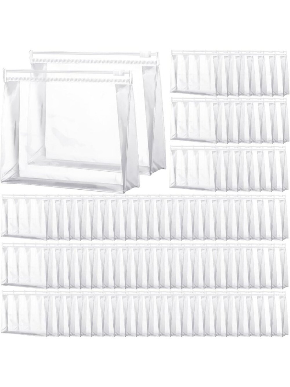 100 Pcs Mini Clear Makeup Bags - PVC Travel Organizers, 9.8'' Cosmetic Pouches